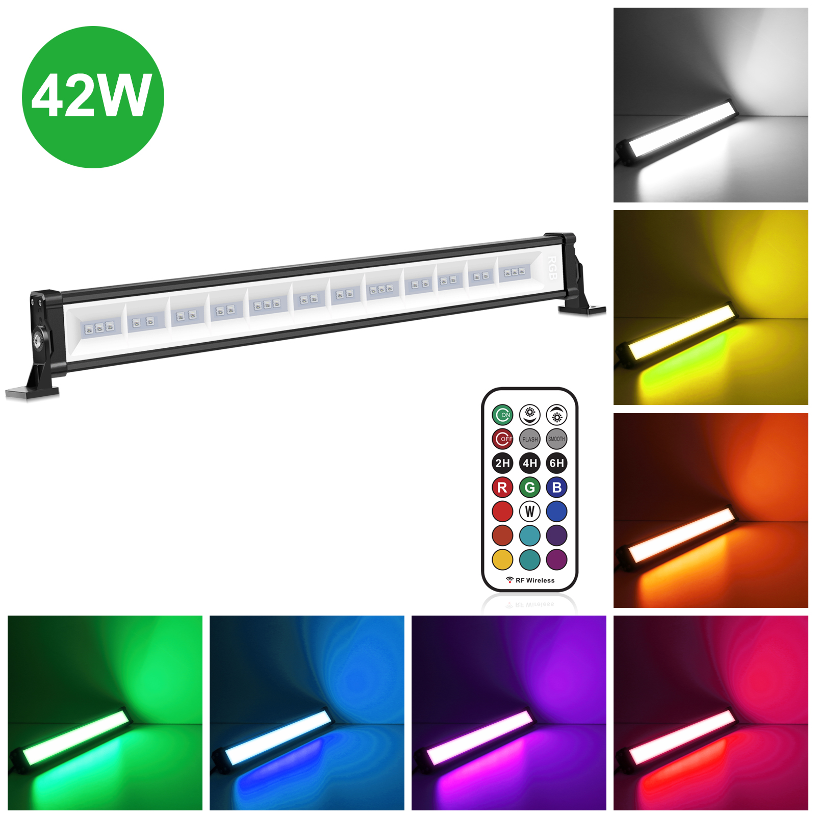 CLV LED Wall Light RGB Party Lights 42W LEDs Light Bar Stage Light with RF Remote Control, 180°Adjustable Wall Lights Wash Light for DJ Stage Disco Lighting Party Halloween Christmas Festival 