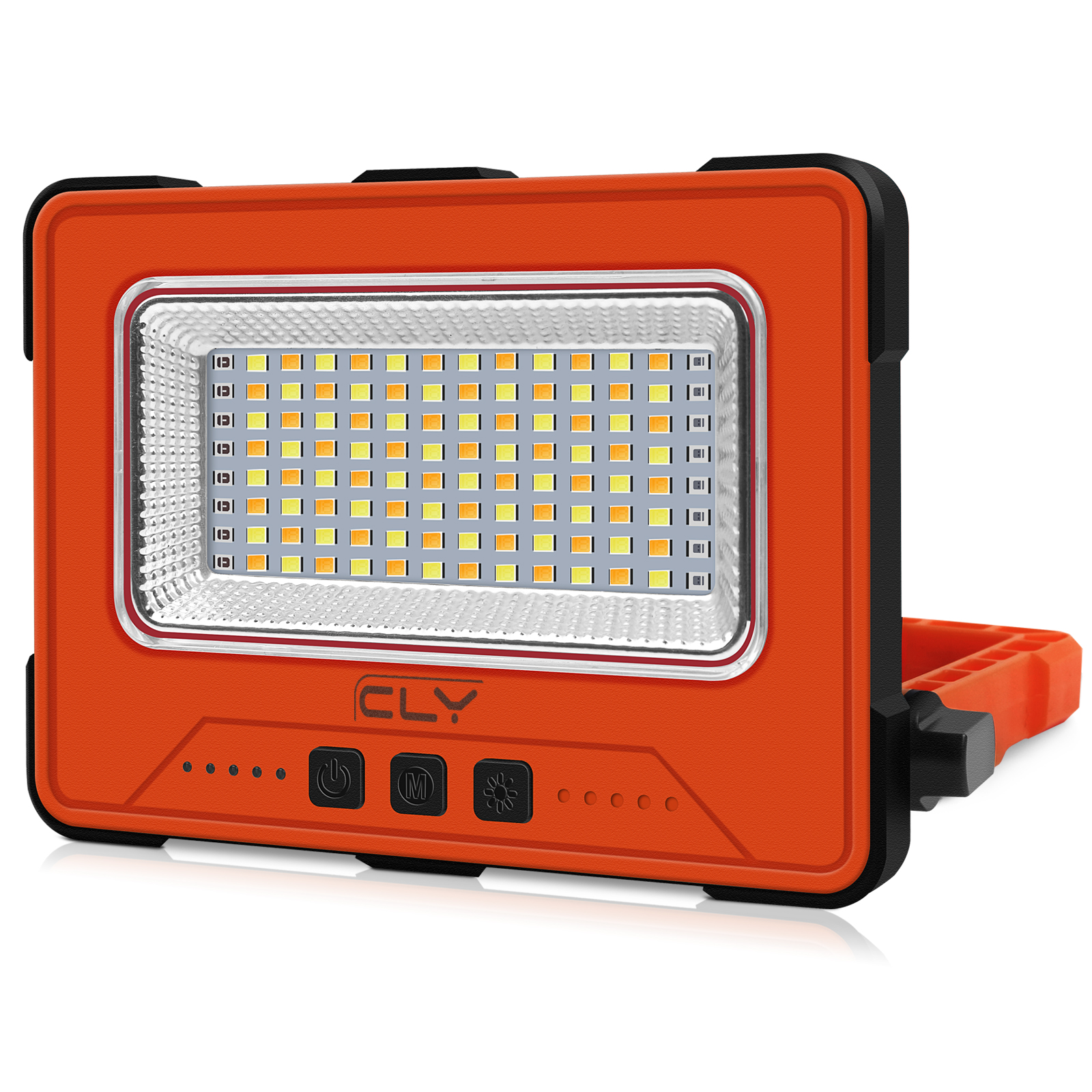 CLV 10W Portable Work Light 1000LM, Rechargeable 12000MAH Solar Floodlights with USB, 2700K/4000K/6000K, Cordless Job Site Light for Car Repairing, Camping, Fishing,BBQ & Emergency Power Supply,Orange 